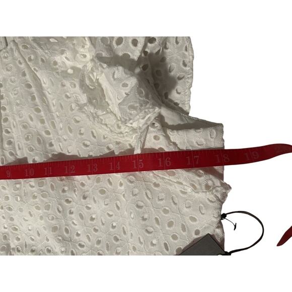 Vince Camuto Feminine White Ruffle Detail Cotton Eyelet Dress Cottage NWT Size 6 - Picture 10 of 12